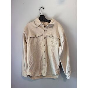 RuffHewn Mens Heavy Cotton Button Down Utility Shirt Cream Beige Size M